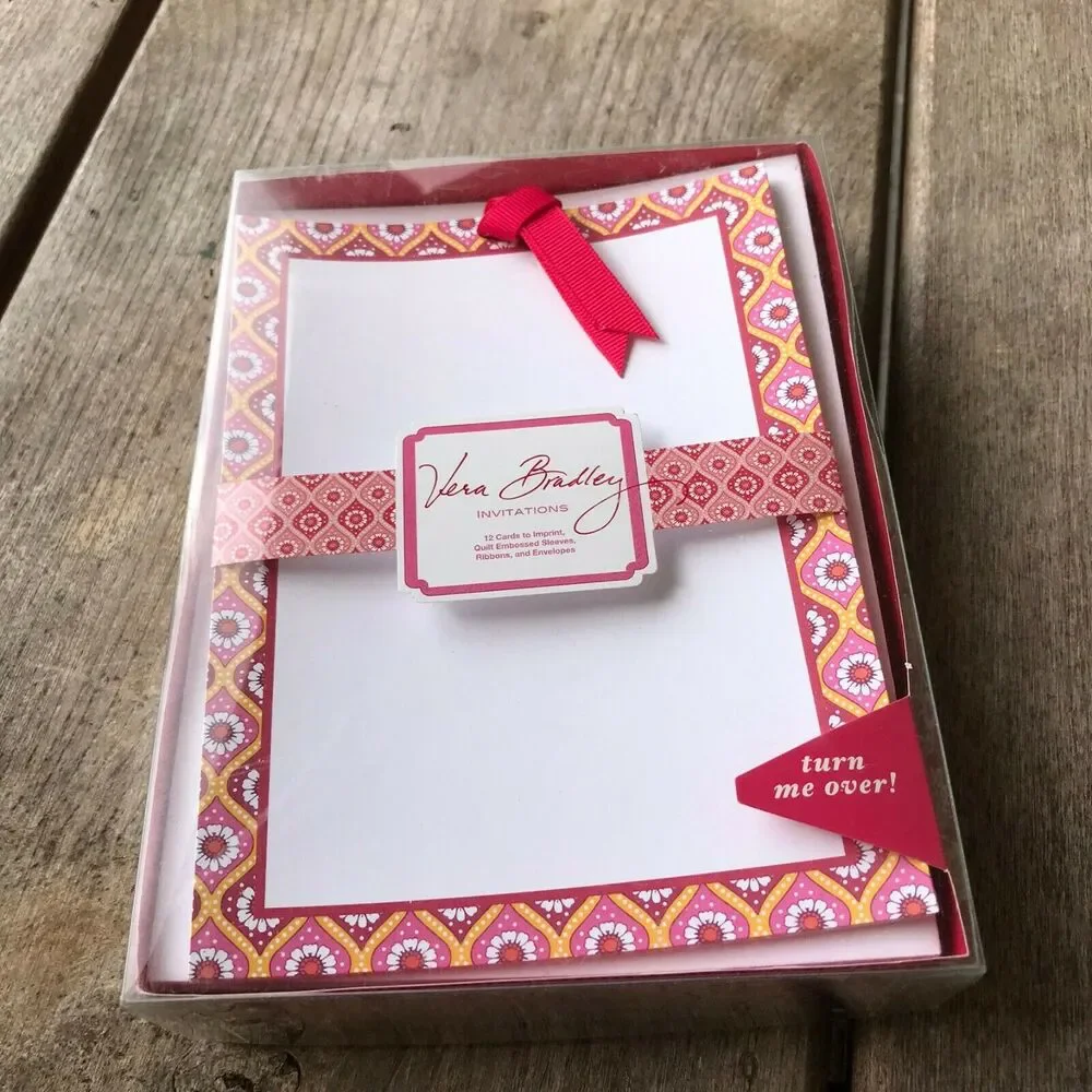 Vera Bradley Retired Raspberry Fizz Invitations‎ NEW NIB Blank Party Paisley HTF